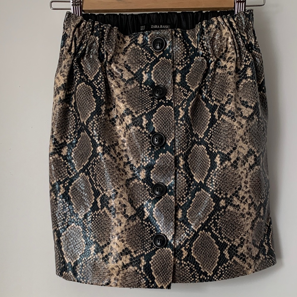 Zara Brown Snake Print Mini Skirt